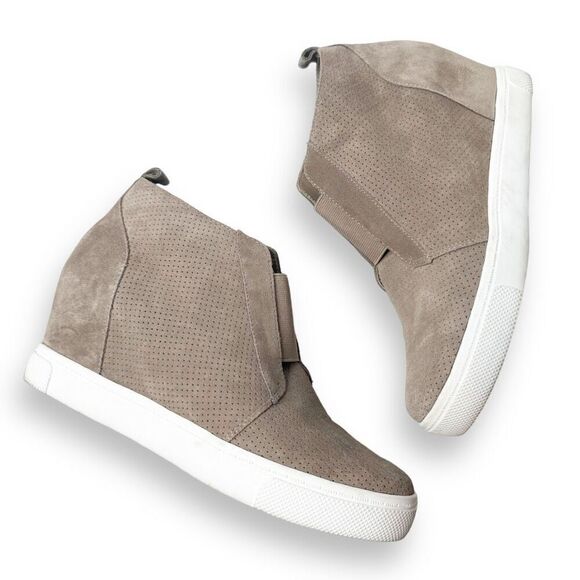 Steve Madden Wavery Hidden Wedge Taupe Suede Leather Sneaker Women’s Size 9.5 - Picture 3 of 8